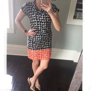 KLD Geometric mod print short sleeve dress sz M